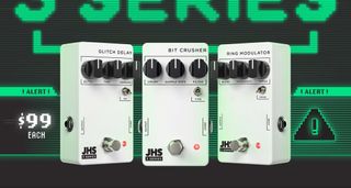 Three new additions to the $99 JHS Pedals range: Glitch Delay, Bit Crusher and Ring Modulator &ndash; all compact stompboxes with white enclosures and three knobs