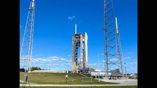 The European Space Agency’s Solar Orbiter stands ready for launch on the pad of Space Launch Complex 41 at Cape Canaveral Air Force Station in Florida.