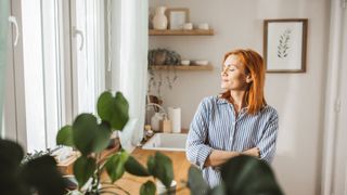 Woman relaxing in a cleaned room