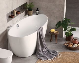 Coast corner set bath in neutral bathroom