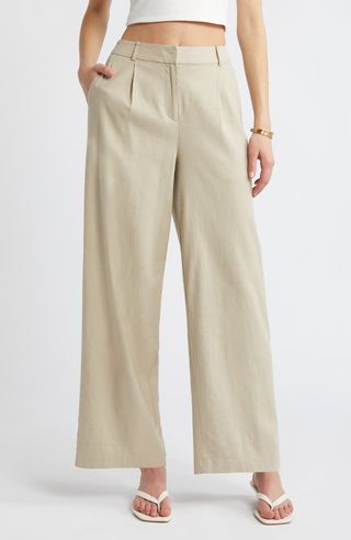 Wide Leg Linen Blend Pants