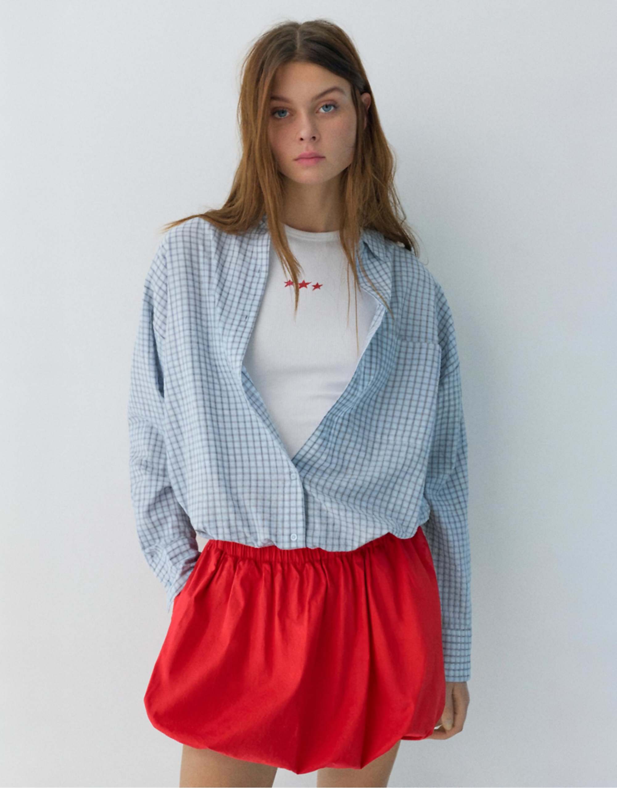 Pull&amp;amp;bear Balloon Mini Skirt in Red