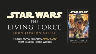 promo art for the new novel "star wars: the living force," showing the book's cover against a black background
