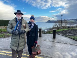 Mike and Janice at the breathtaking Robin Hood's Bay.