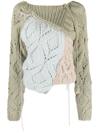 Dries Van Noten Green Toula Patchwork Wool Sweater | Browns