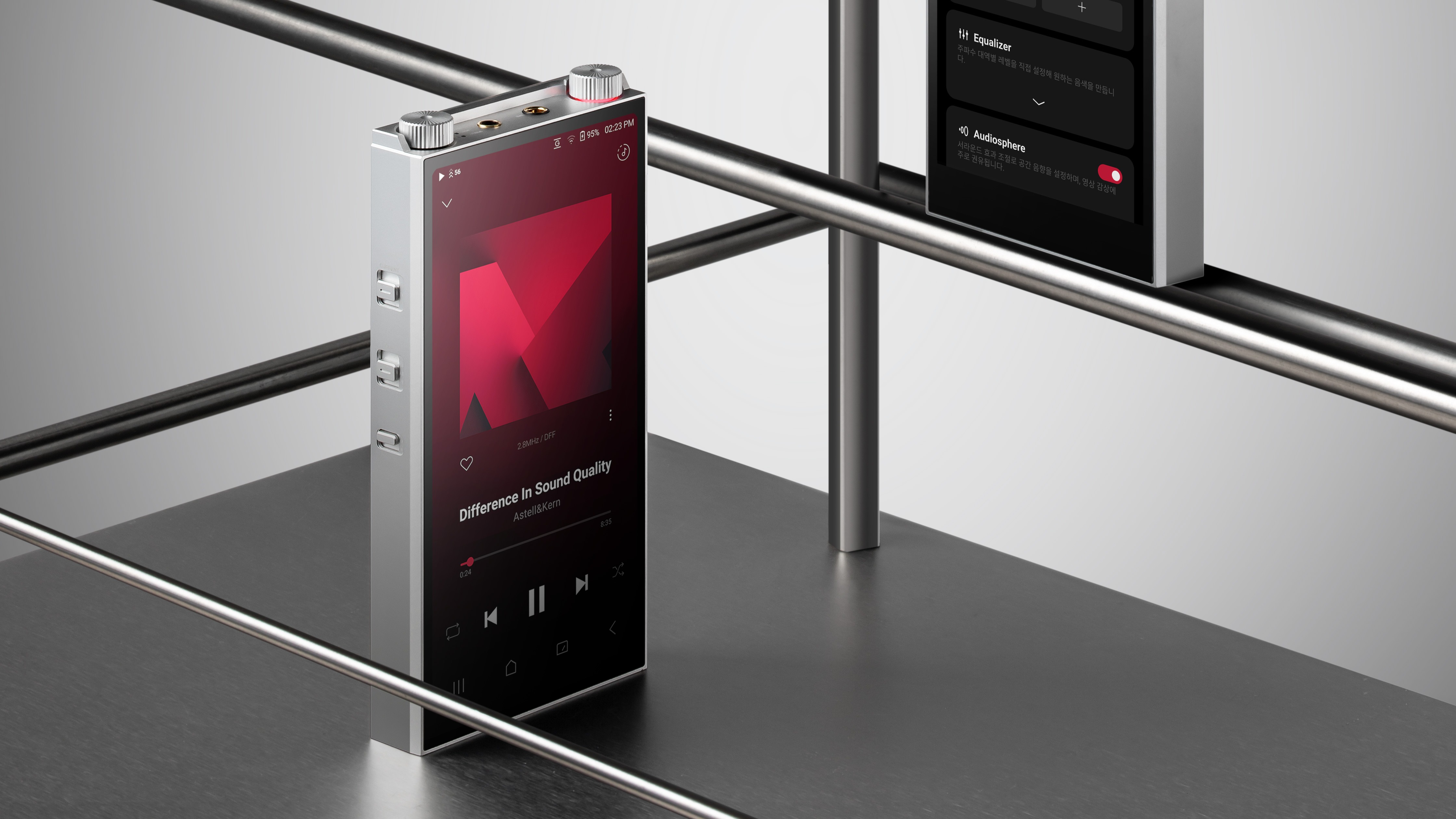 Astell and Kern PD20 on a silver metal surface