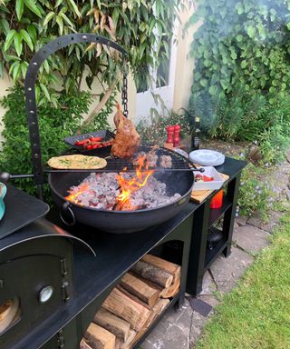 cooking using grill from FirepitsUK