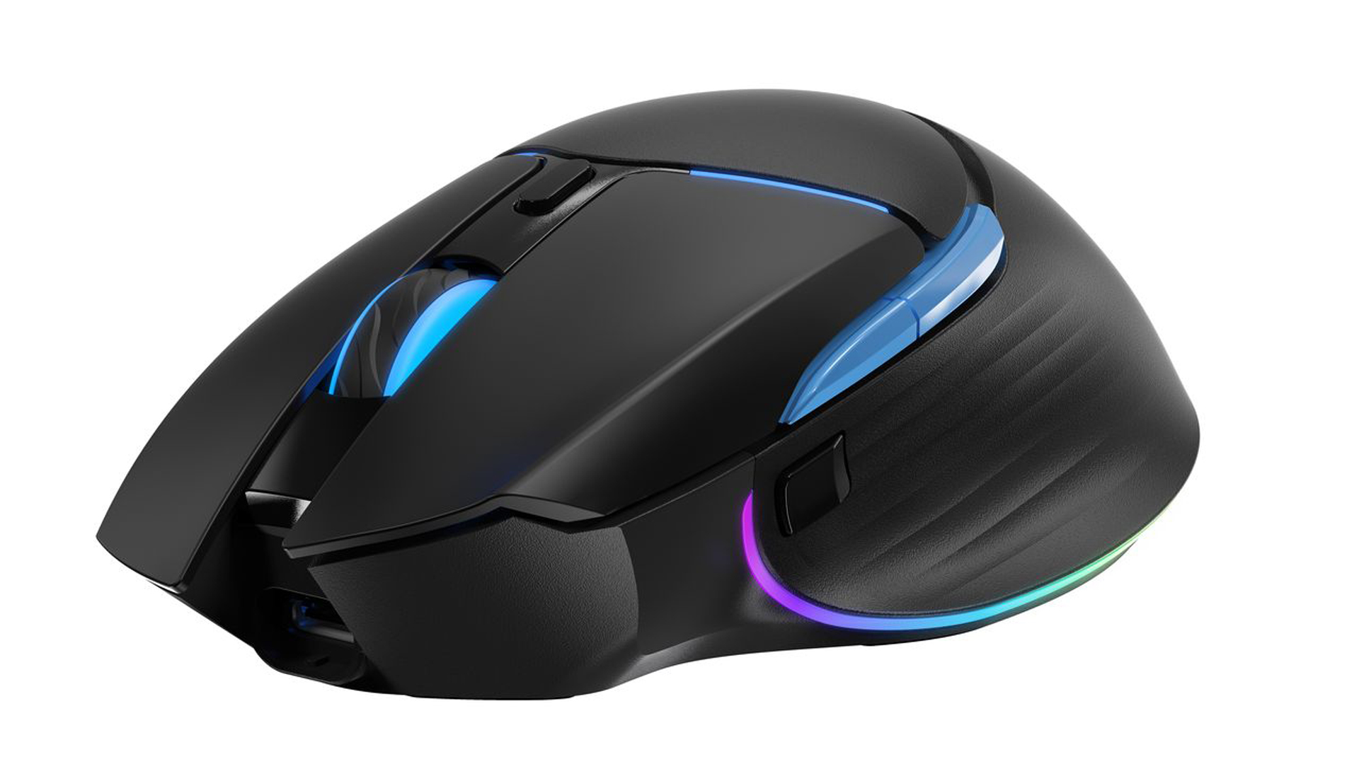 black wireless gaming mouse with RGB lighting