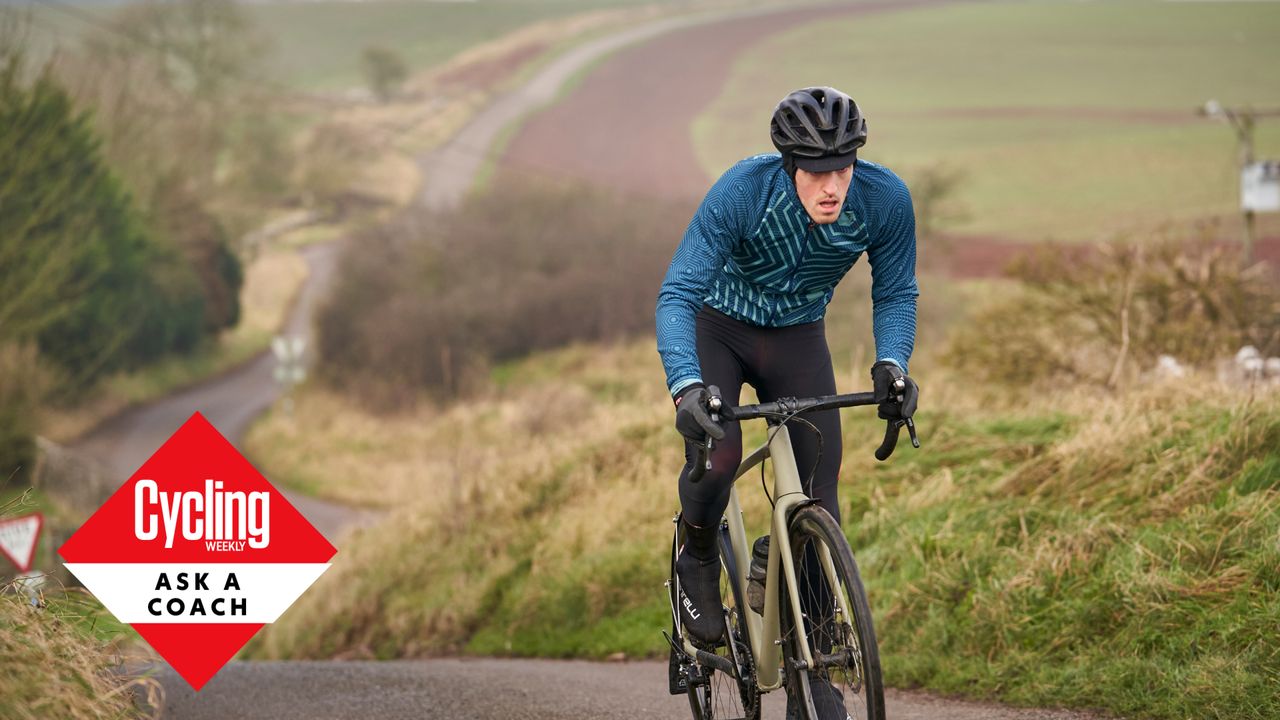 Image shows a cyclist training on a heavier winter bike.