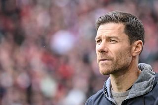 Liverpool target Xabi Alonso of Bayer 04 Leverkusen looks on prior to the Bundesliga match between Sport-Club Freiburg and Bayer 04 Leverkusen at Europa-Park Stadion on March 17, 2024 in Freiburg im Breisgau, Germany.