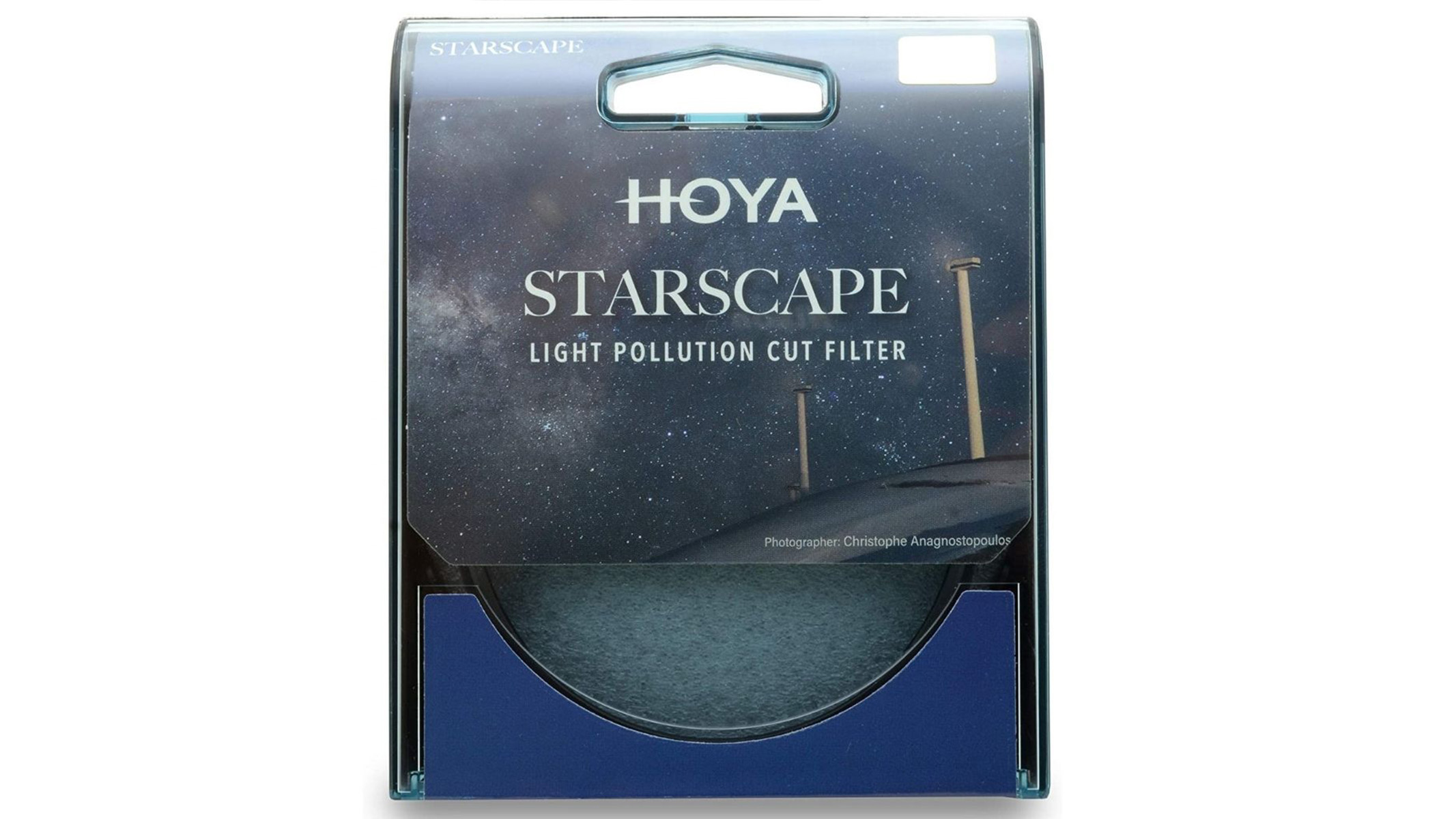 A product photo of the Hoya Starscape light pollution filter in its packaging