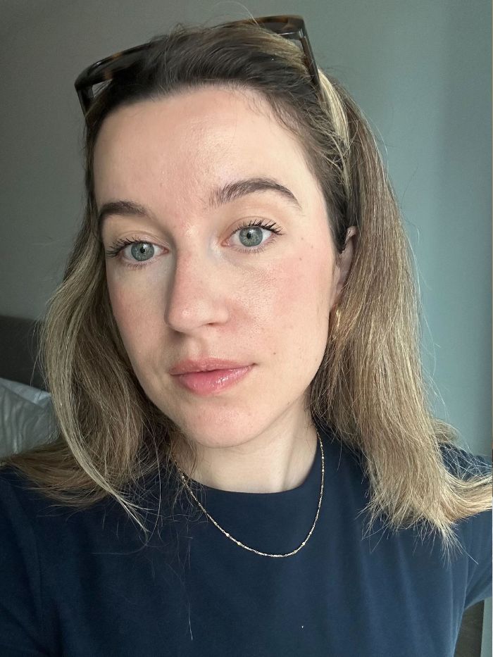 Junior beauty editor Grace Lindsay testing the Saie liquid blusher
