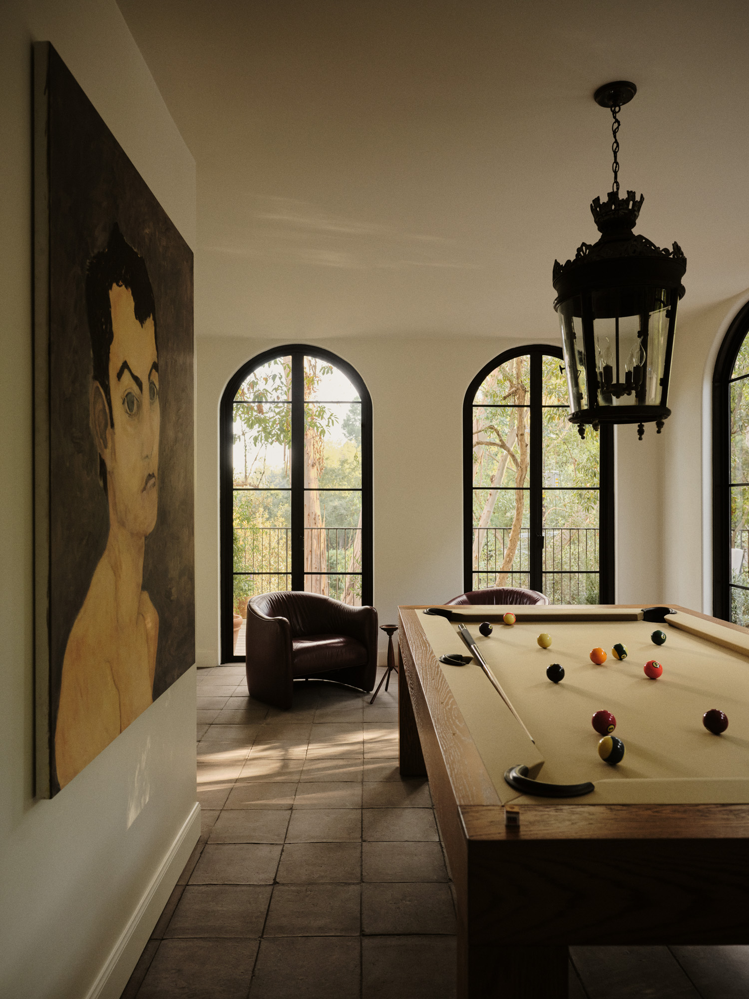 sun dappled interior of a Los Angeles villa