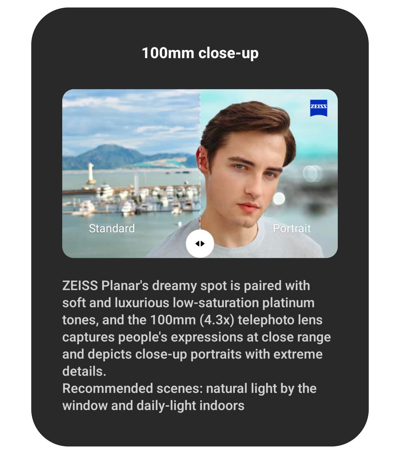 A screenshot of the Vivo X100 Pro Zeiss portrait modes