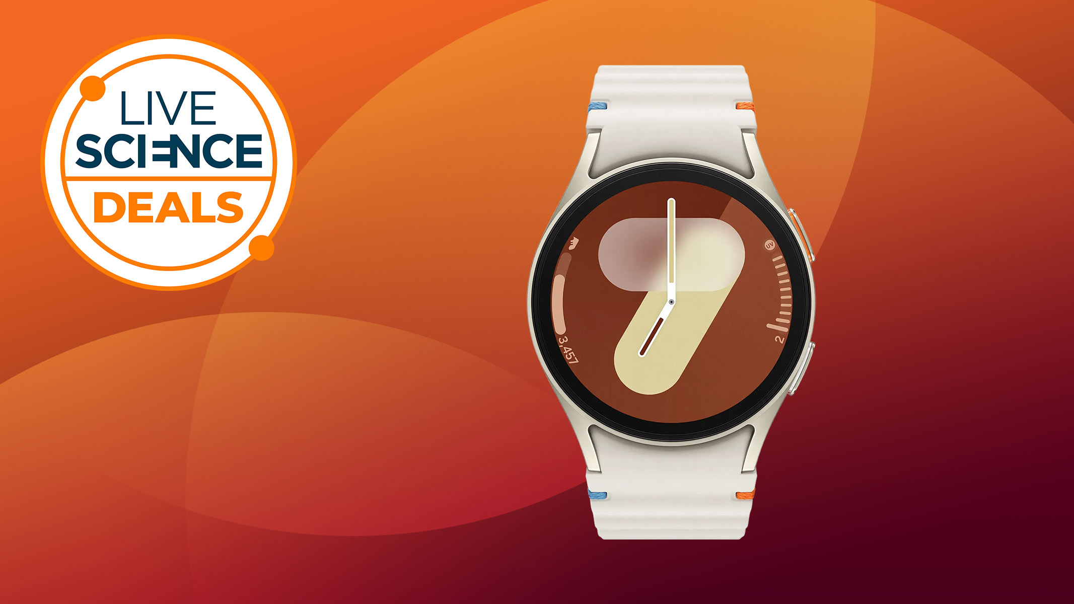 Samsung Galaxy Watch 7 on an orange background
