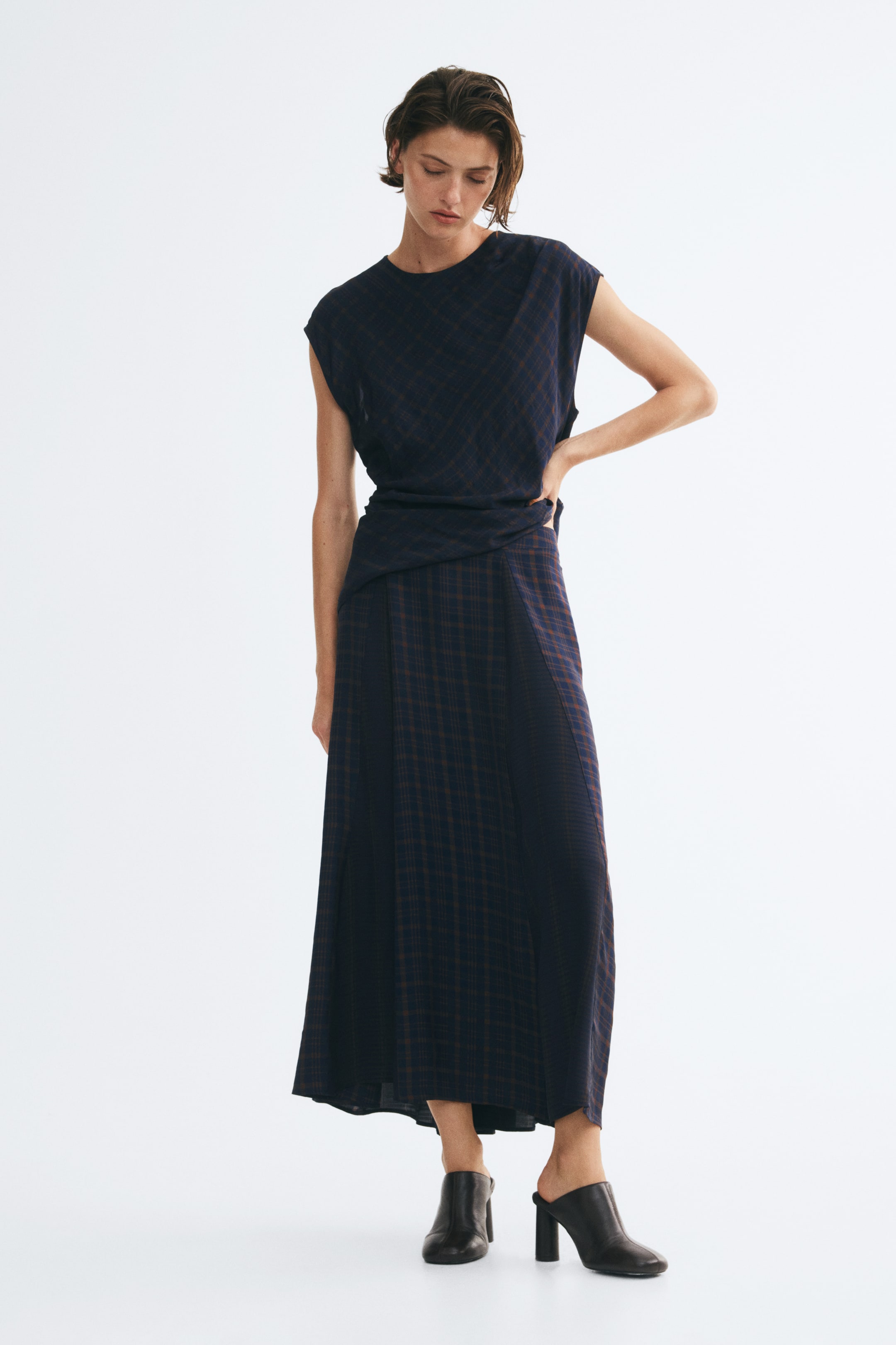 Pleated Viscose-Blend Skirt