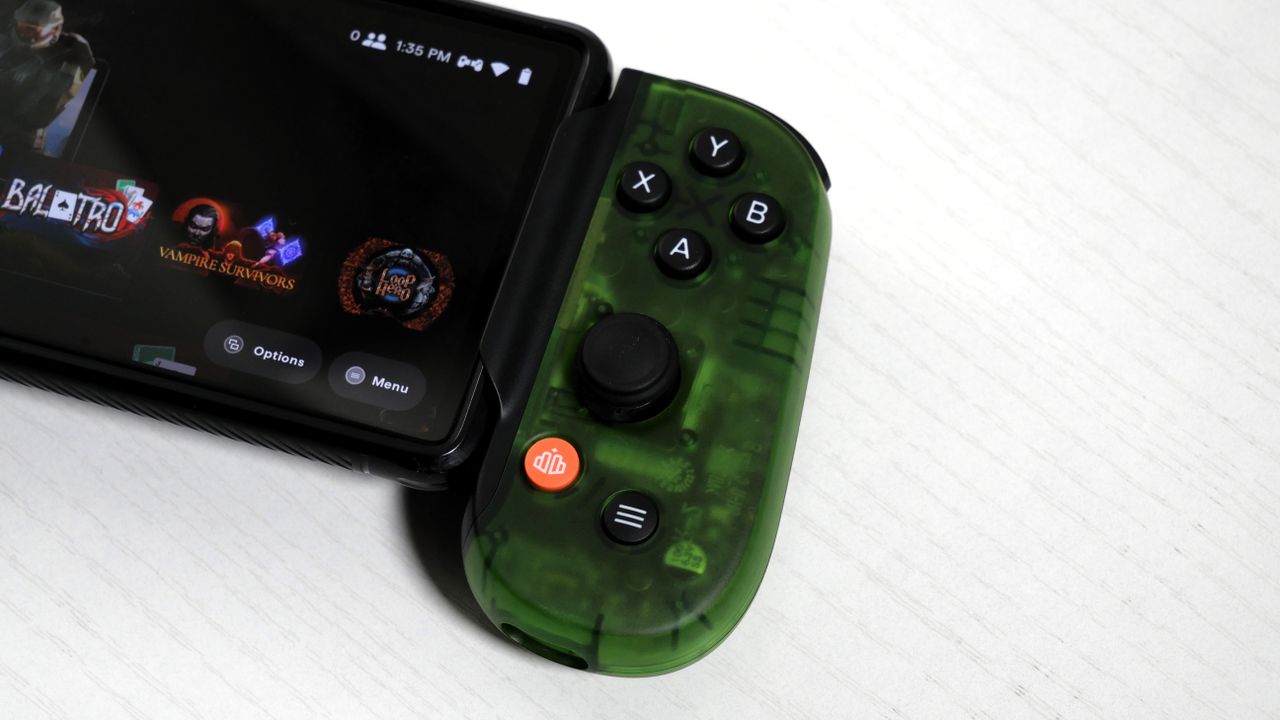Backbone One Xbox mobile controller, highlighting the right controller with the face buttons, analog stick, and Backbone/pause buttons.