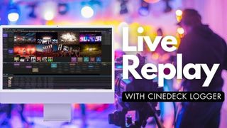 A laptop editing production with the Live Replay feature from Cinedeck.