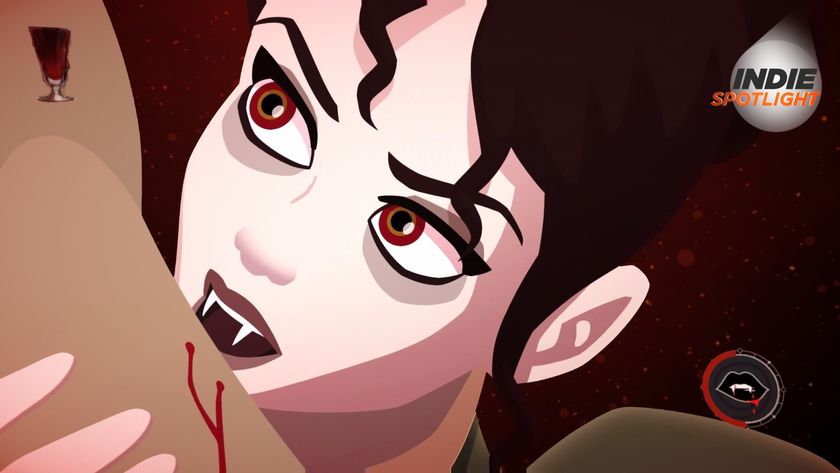 Cabernet screenshot showing vampire protagonist Liza sucking someone&#039;s blood