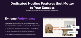 An image of Dreamhost's Dedicated Hosting page
