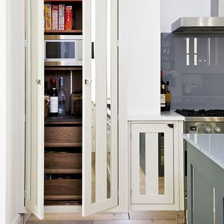 kitchen with counter and white door