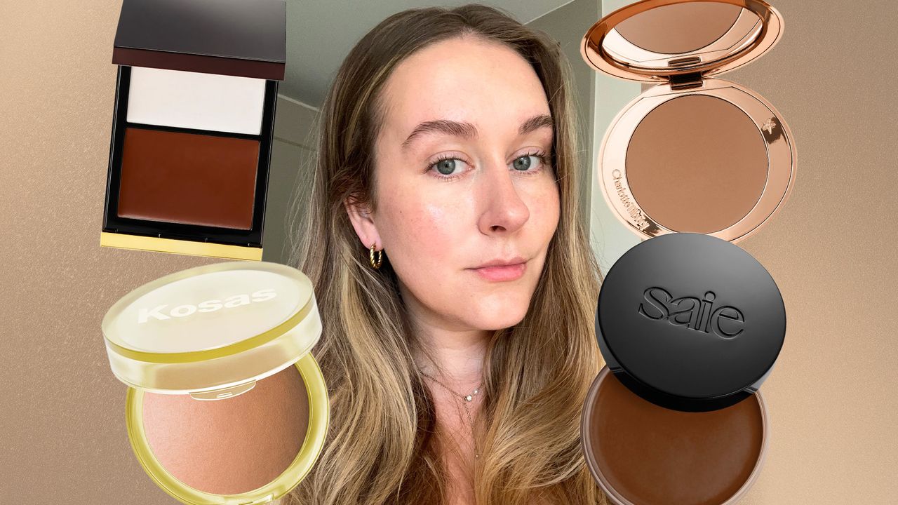 Beauty editor Kaitlyn McLintock with a GIF of bronzers