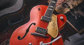 Jimmy Page's 1947 Gretsch 6120: a vintage unicorn photographed in detail, with the original NME featuring the Led Zeppelin guitarist's interview.