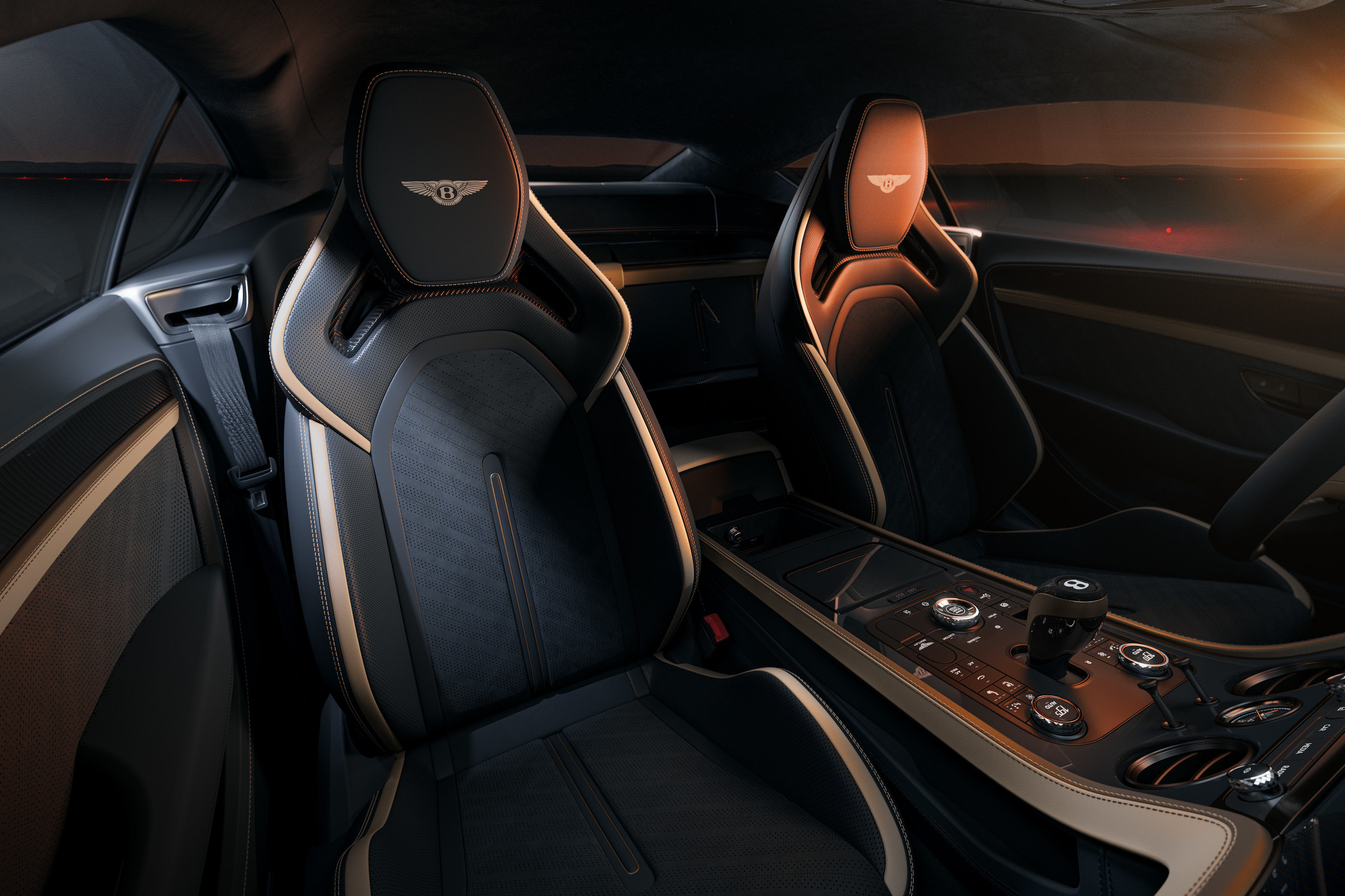 The cabin features standard sports seats