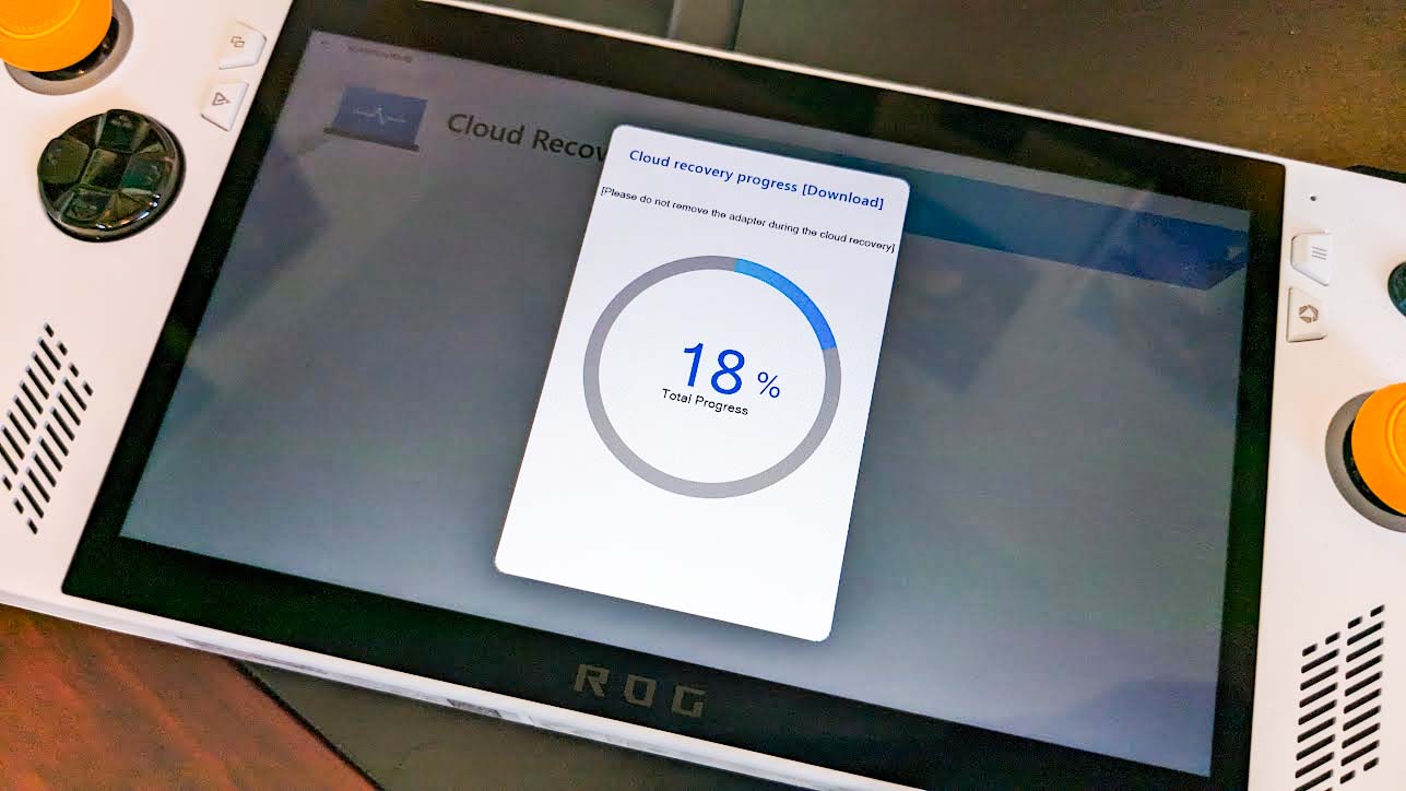 ROG Ally SSD upgrade: Wait for Cloud Recovery process.