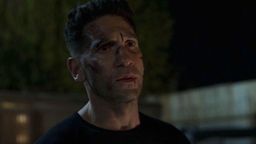 Punisher with face wounds in the Season 2 finale