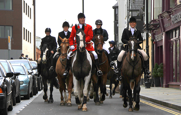 The Banwen Miners longest serving master, now Chairman, Billy Hancock, leading the field yesterday from the Castle Hotel in Neath for the traditional Boxing Day meet. Billy is quite a character and hadn&amp;rsquo;t ridden to hounds for several years until yesterday. CREDIT &amp;mdash; Simon Rees