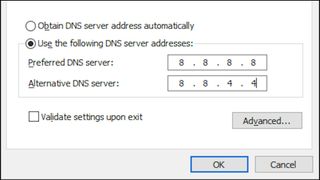 Windows network DNS settings