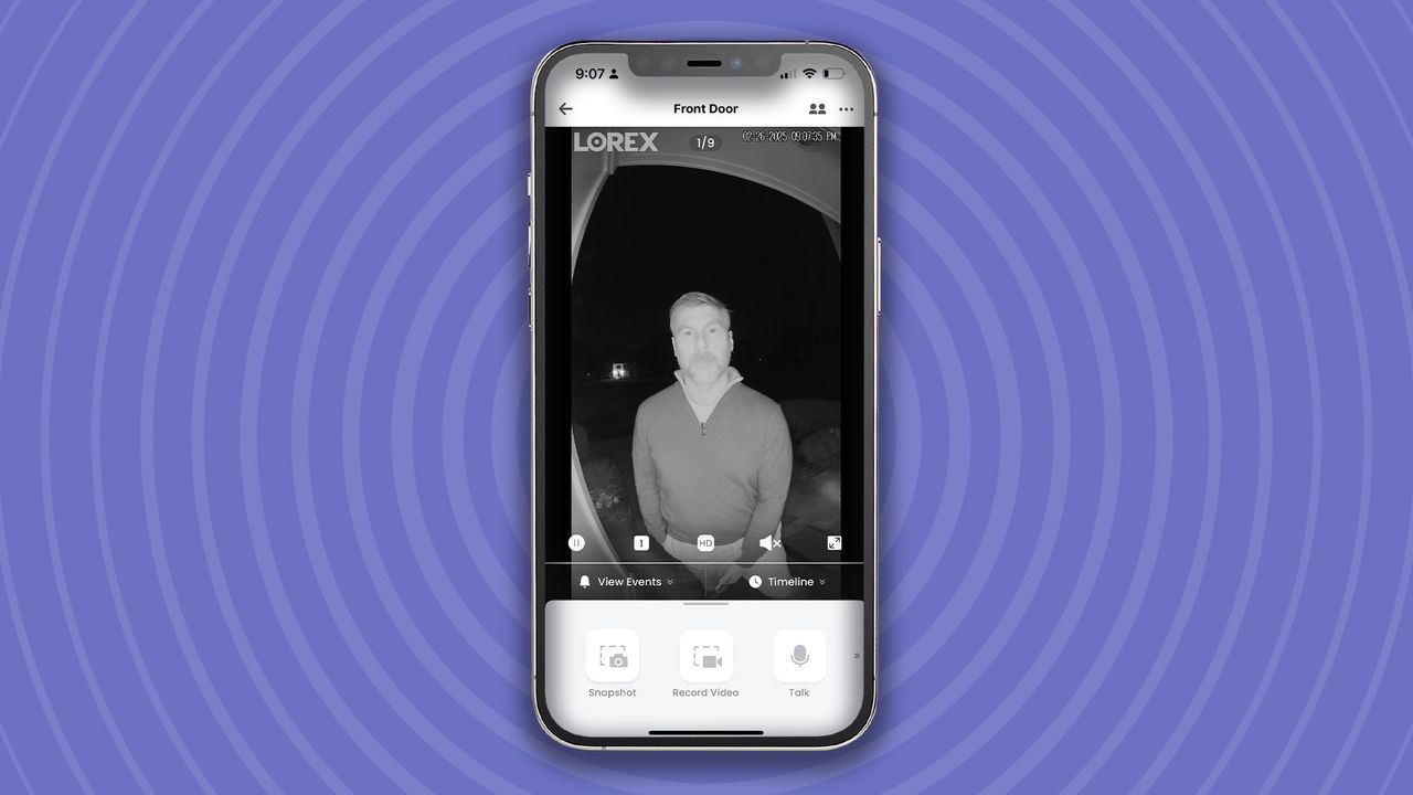 Night vision footage from Lorex 4K Video Doorbell