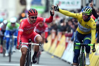 Nacer Bouhanni and Michael Matthews srpint on stage two of the 2016 Paris-Nice
