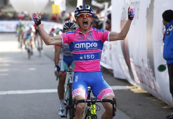 Damiano Cunego (Lampre-ISD) wins stage two of the Giro di Sardegna.