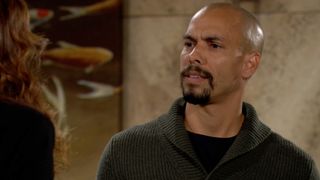 Bryton James as Devon Winters looking concerned in The Young and the Restless