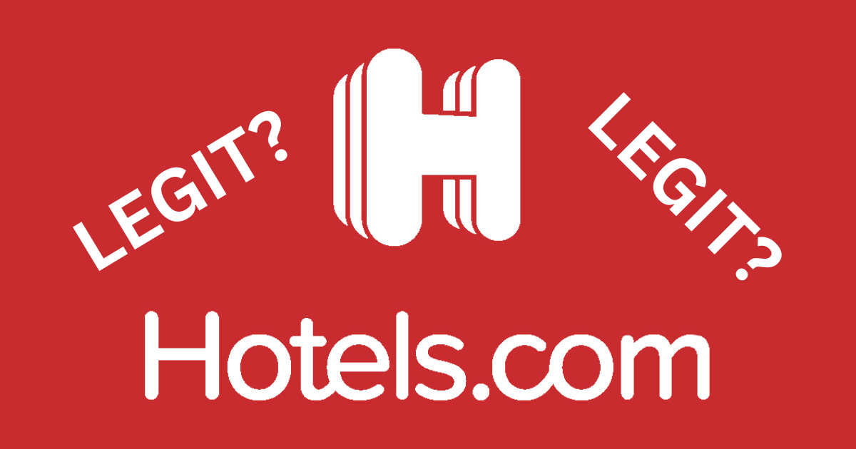 An image showing the hotels.com logo and questioning is it legit?