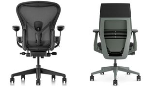 Herman Miller Aeron chair and Steelcase Gesture chair side-by-side