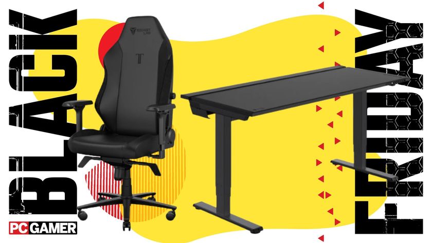 Secretlab Titan Evo and Magnus Pro on a yellow background