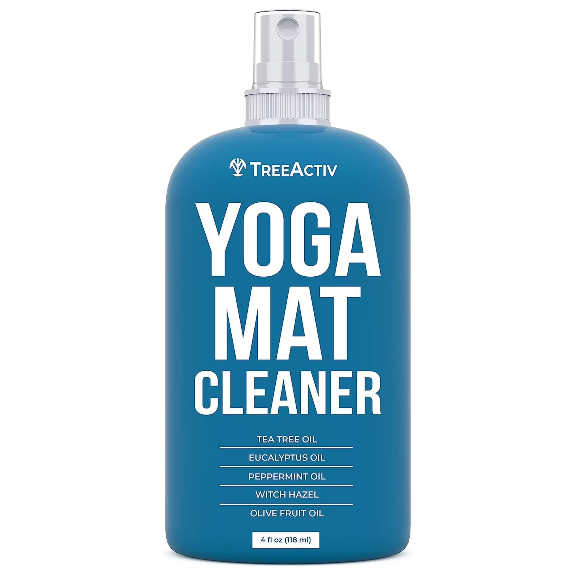 A blue bottle of Yoga mat cleaner