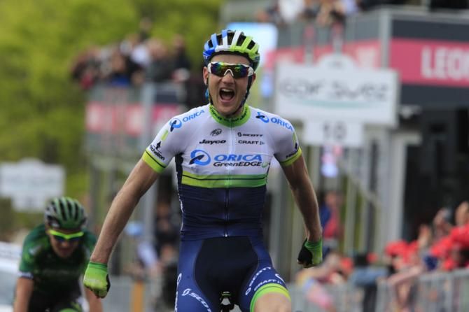 Pieter Weening (Orica - GreenEDGE) comes over the line and takes the win