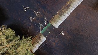 A view of a fish weir from above