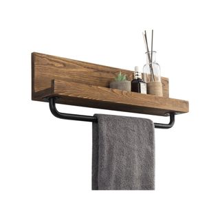 Wall mounted bathroom shelf with towel rail