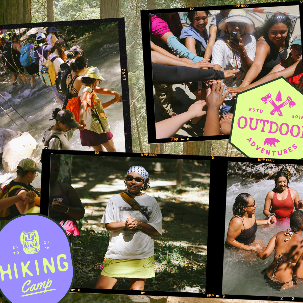 Pictures of Hike Clerb, an outdoor community-based non-profit reimagining an equitable and inclusive outdoors.