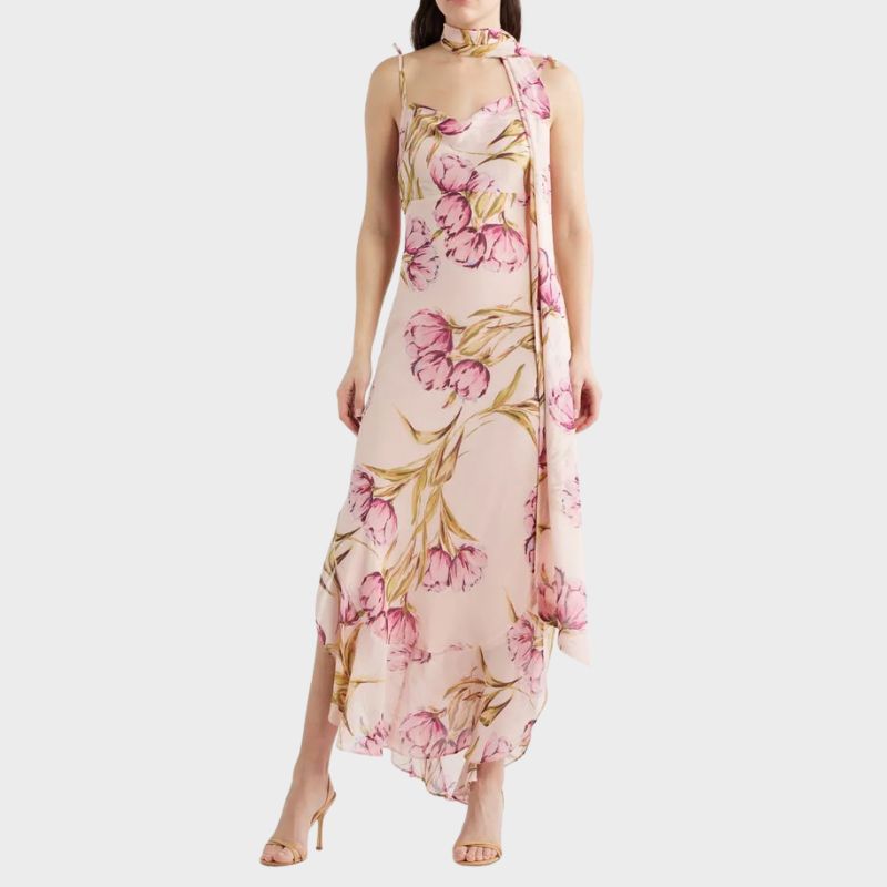 Steve Madden Jaila Ruffle Floral Maxi Dress on model