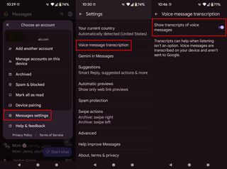 Steps to enable voice message transcription in Google Messages
