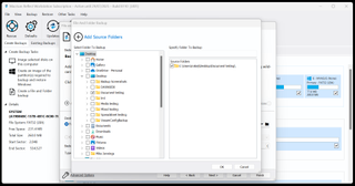 Adding source folders to back up in Macrium Reflect.
