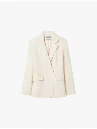 Double-Breasted Notched-Lapel Woven Blazer