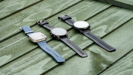 Left: Apple Watch Ultra 2, Middle: Garmin Fenix 8, Right: Suunto Ocean