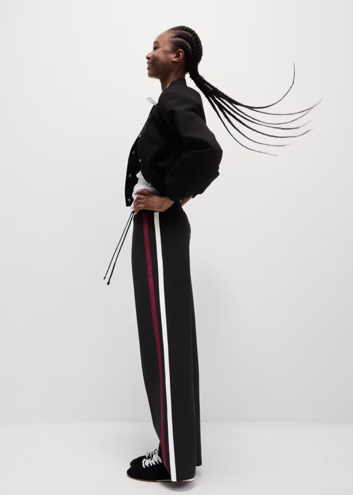 M&S jersey side stripe wide leg pants